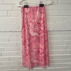 pink swirl midi skirt size 4